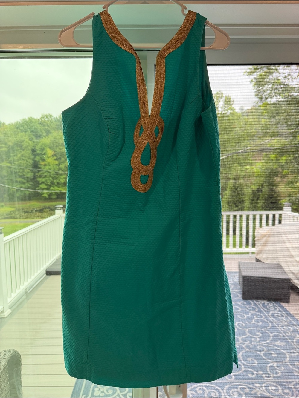 Lilly Pulitzer Teal Mini Dress with Gold Trim